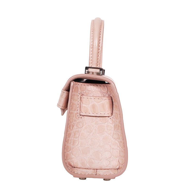 NEW $1550 VERSACE Pink Croc Embossed Leather MEDUSA 95 Mini TOP HANDLE BAG STRAP