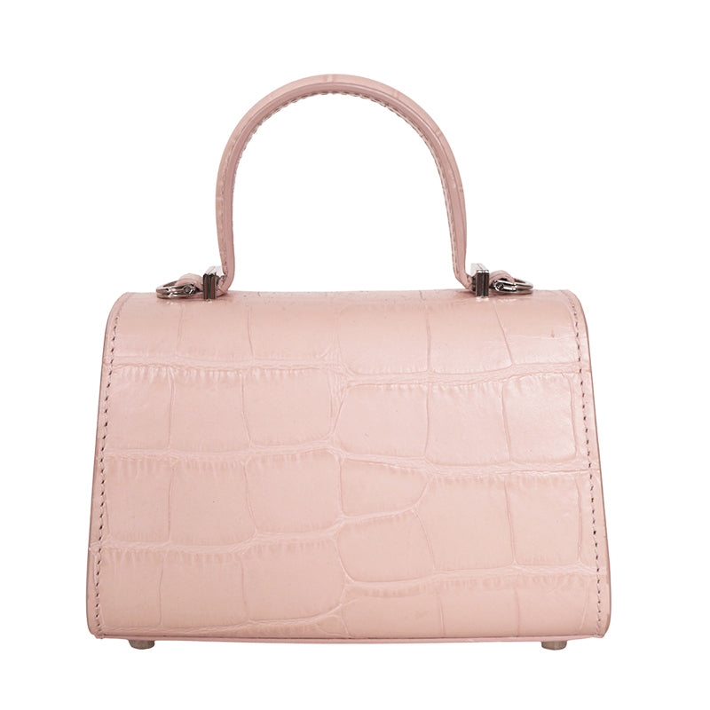 NEW $1550 VERSACE Pink Croc Embossed Leather MEDUSA 95 Mini TOP HANDLE BAG STRAP