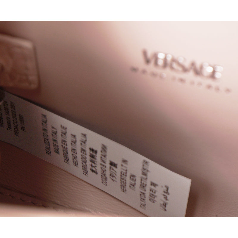 NEW $1550 VERSACE Pink Croc Embossed Leather MEDUSA 95 Mini TOP HANDLE BAG STRAP