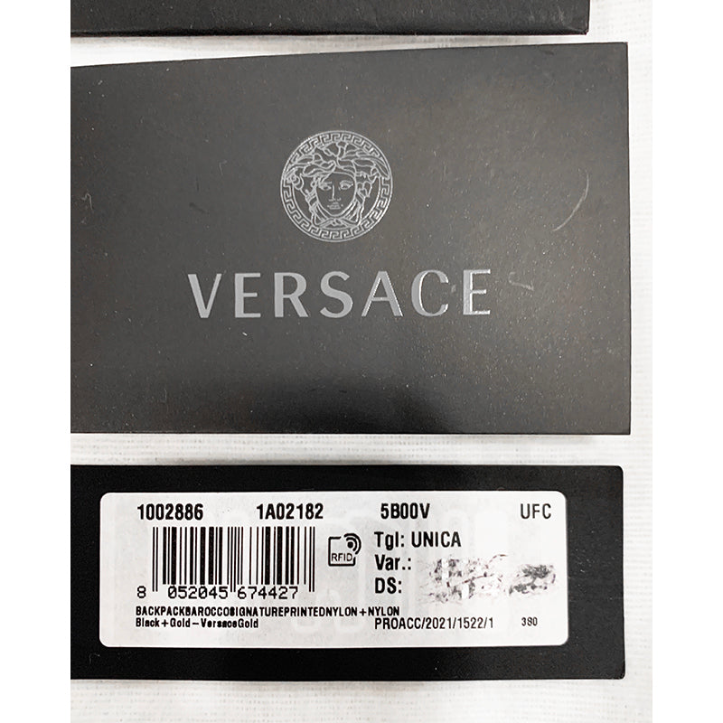 NEW $1,150 VERSACE Black GOLD BAROCCC MEDUSA Signature Print VIRTUS V BACKPACK
