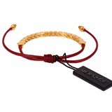 NEW $395 VERSACE RUNWAY Red Cotton Cinch Fastening Gold GRECA LOGO BRACELET NIB