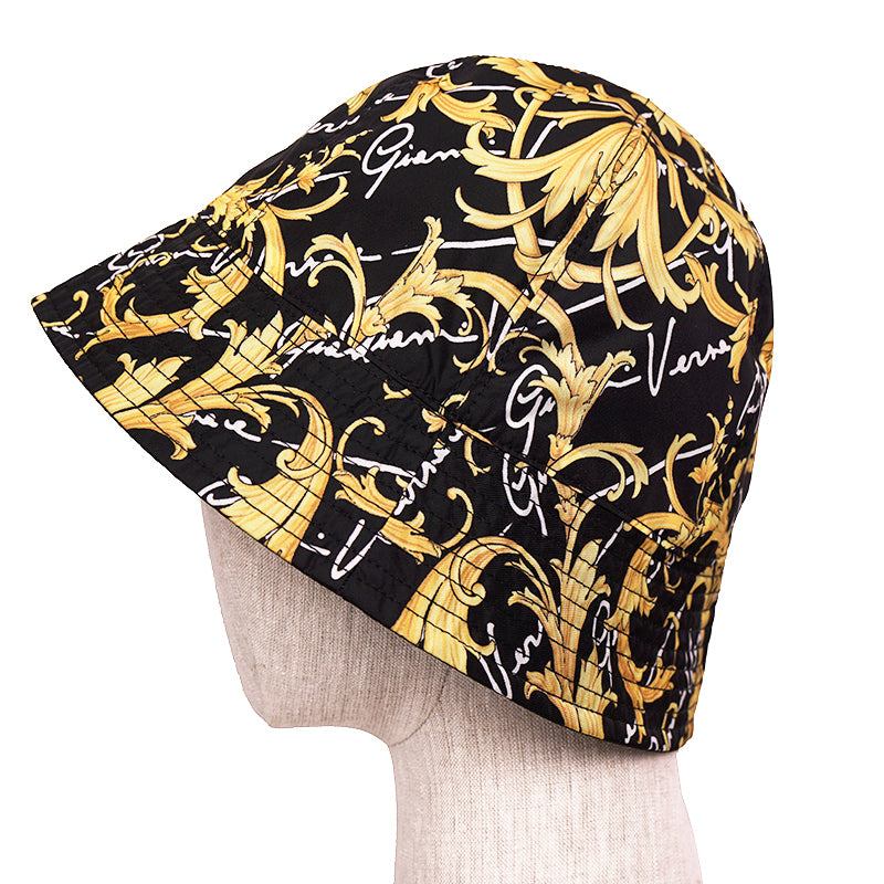 58 M NEW $500 VERSACE Black Nylon MEDUSA LOGO Barocco Signature Print BUCKET HAT
