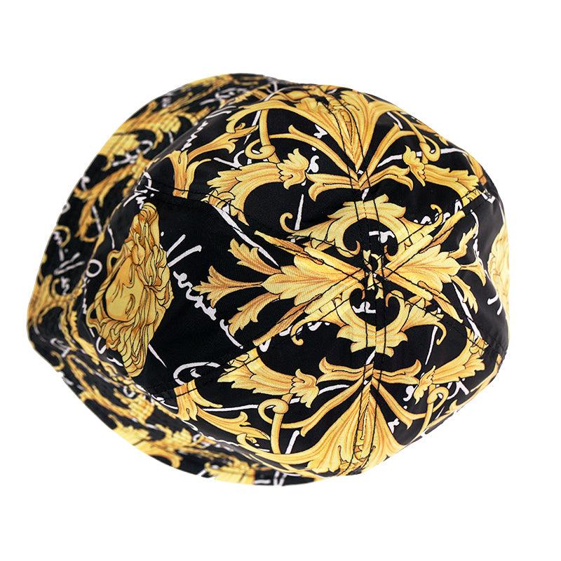 58 M NEW $500 VERSACE Black Nylon MEDUSA LOGO Barocco Signature Print BUCKET HAT