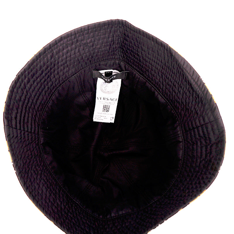 58 M NEW $500 VERSACE Black Nylon MEDUSA LOGO Barocco Signature Print BUCKET HAT