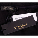 XS NEW $625 VERSACE Woman Activewear Gym Black Jersey GRECA BORDER Zip JACKET
