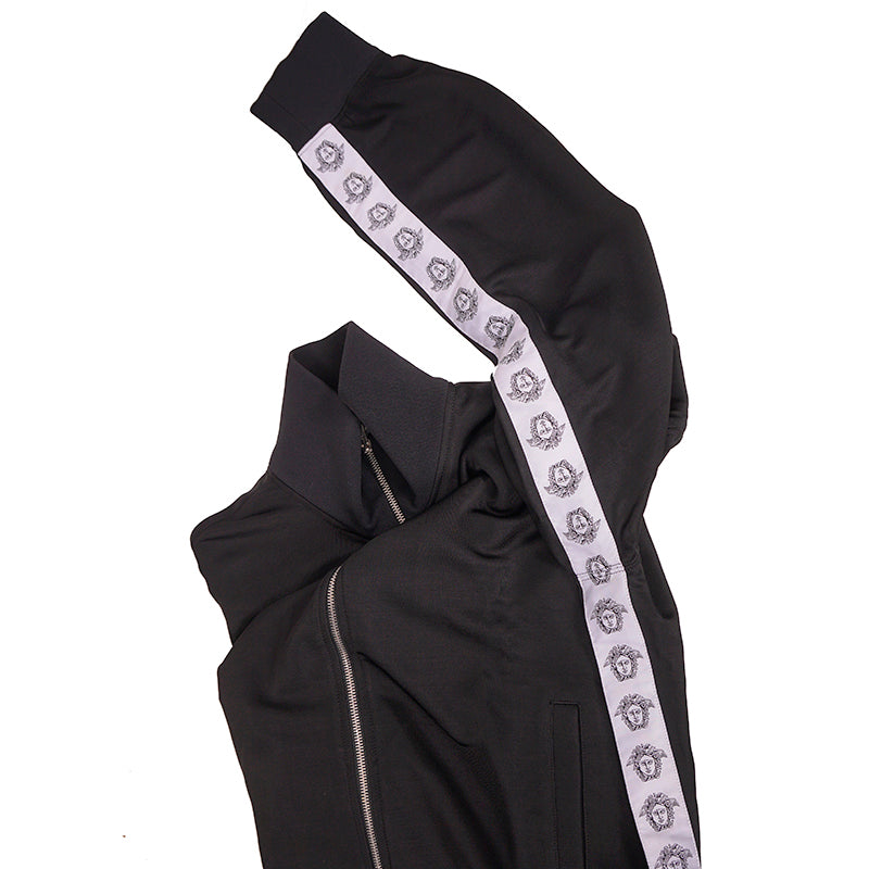 XXL NEW $1295 VERSACE Men Black MEDUSA HEAD LOGO SIDE STRIPE Track Sporty JACKET