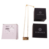 NEW $450 VERSACE Gold Tone Brass LICENSE PLATE LOGO CHARM Link Chain NECKLACE