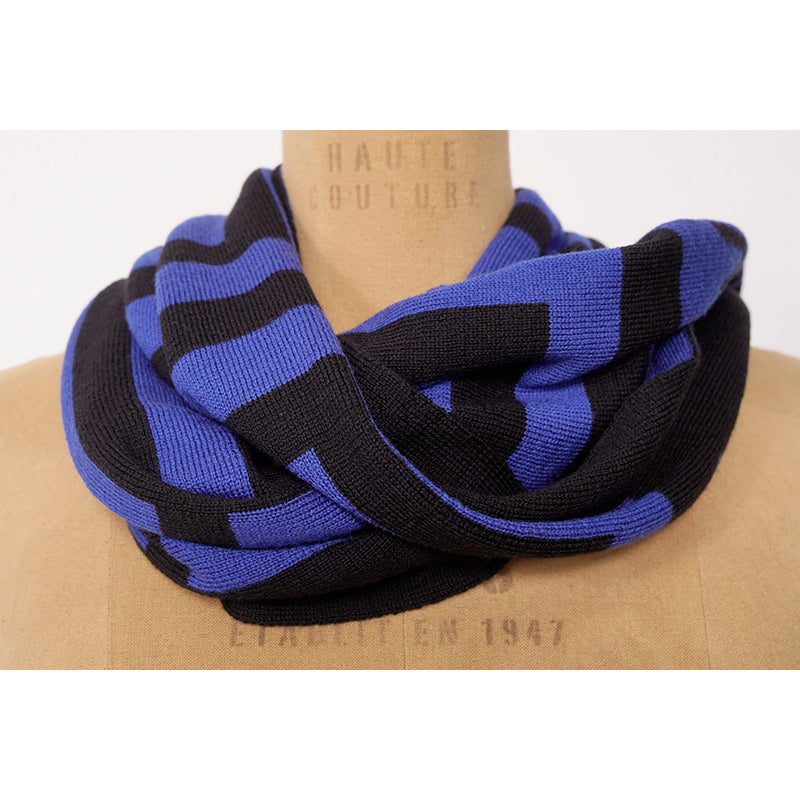 NEW $495 VERSACE Black Blue LA GRECA GREEK KEY MEDUSA LOGO Knit Wool Long SCARF
