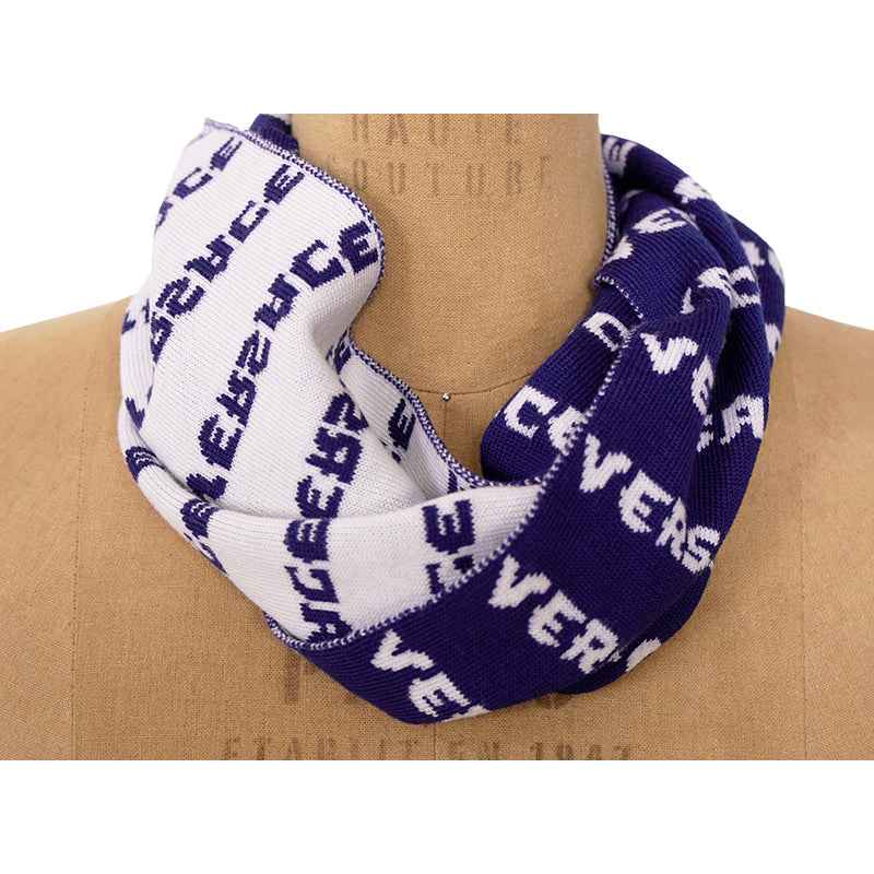 NEW $595 VERSACE Blue White WALLPAPER LOGO Knit 100% Wool Long 72" x 12" SCARF