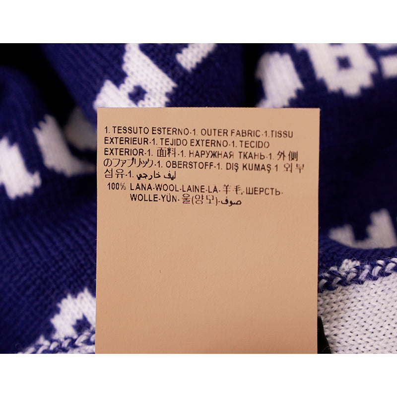 NEW $595 VERSACE Blue White WALLPAPER LOGO Knit 100% Wool Long 72" x 12" SCARF