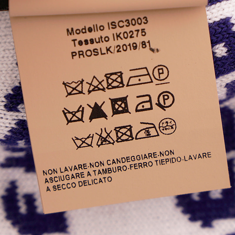 NEW $595 VERSACE Blue White WALLPAPER LOGO Knit 100% Wool Long 72" x 12" SCARF