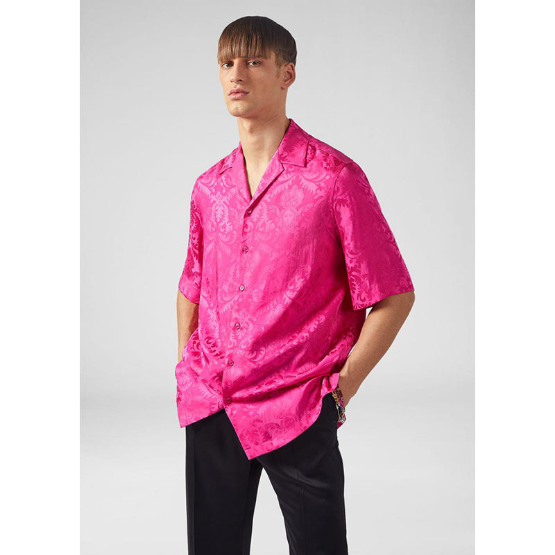 3XL (53) NEW $1,250 VERSACE RUNWAY Men's Pink MEDUSA LOGO JACQUARD Baroque SHIRT