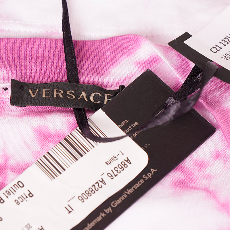 38/40 NEW $650 VERSACE Magenta White TIE DIE Cotton MEDUSA LOGO Sleeveless TANK TOP