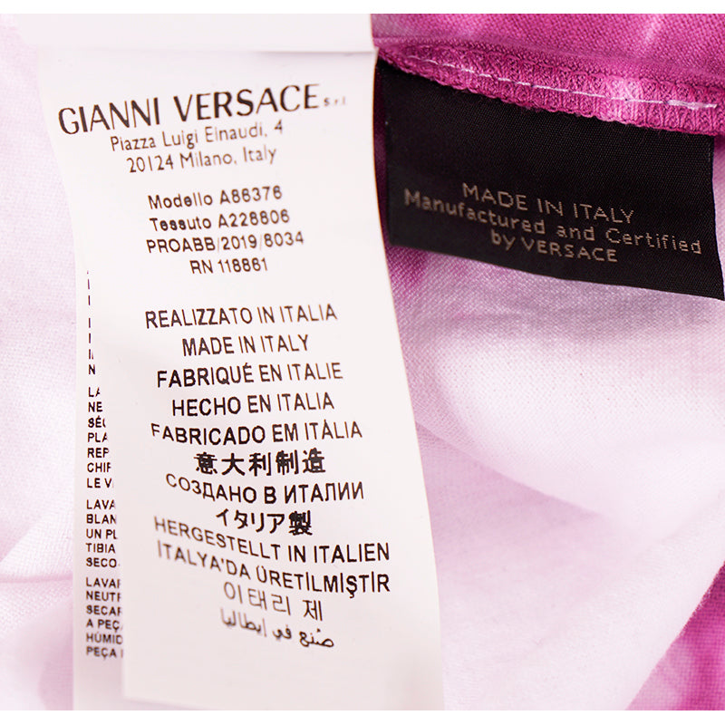 38/40 NEW $650 VERSACE Magenta White TIE DIE Cotton MEDUSA LOGO Sleeveless TANK TOP