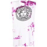 38/40 NEW $650 VERSACE Magenta White TIE DIE Cotton MEDUSA LOGO Sleeveless TANK TOP