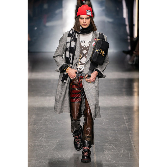S NEW $650 VERSACE RUNWAY Men's SAFE WORD Corset BONDAGE PRINT T-SHIRT TEE TOP