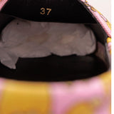 37 & 38 NEW $550 VERSACE Pink Yellow BAROCCO FLORAL LOGO Espadrille SUMMER FLATS NIB