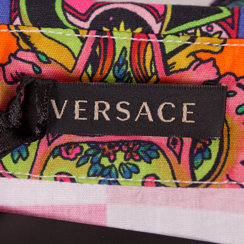 42 NEW $850 VERSACE White Cotton Vivid GOTHIC BAROQUE ALPHABET PRINT Blouse TOP