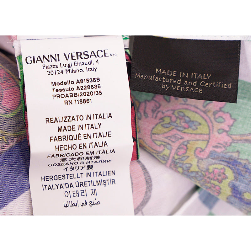 42 NEW $850 VERSACE White Cotton Vivid GOTHIC BAROQUE ALPHABET PRINT Blouse TOP