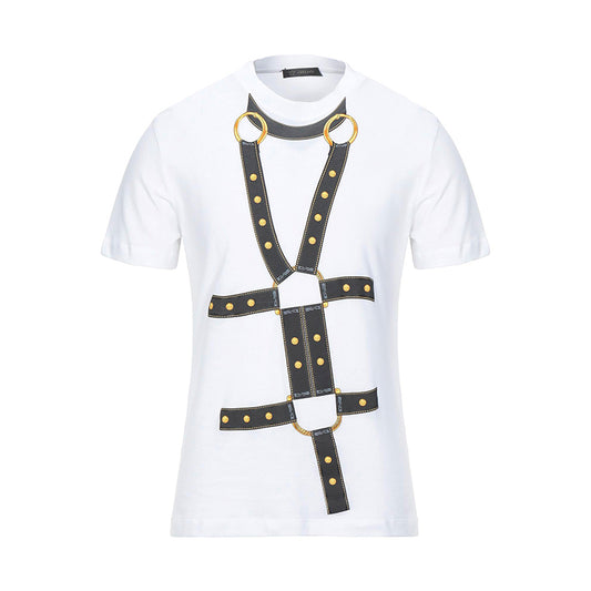 sz S NEW $650 VERSACE Men's HARNESS BONDAGE PRINT Medusa Logo Crew Neck T-SHIRT