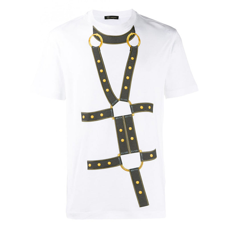 sz S NEW $650 VERSACE Men's HARNESS BONDAGE PRINT Medusa