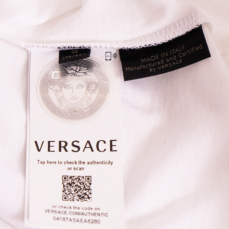 sz S NEW $650 VERSACE Men's HARNESS BONDAGE PRINT Medusa Logo Crew Neck T-SHIRT