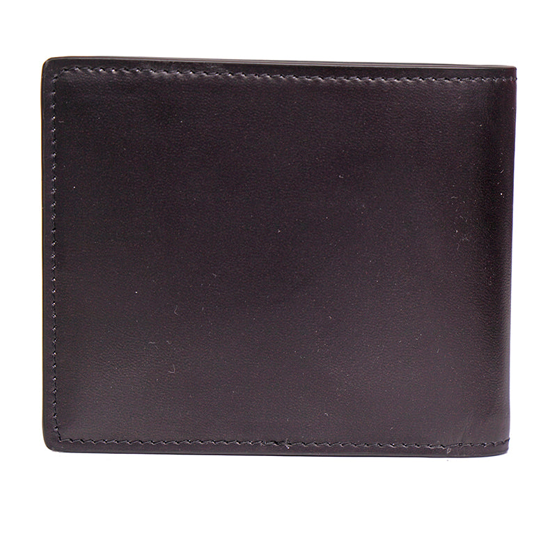 NEW $395 VERSACE Black Leather White LARGE MEDUSA LOGO Sleek Bi-Fold WALLET NIB