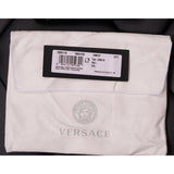 NEW $395 VERSACE Black Leather White LARGE MEDUSA LOGO Sleek Bi-Fold WALLET NIB
