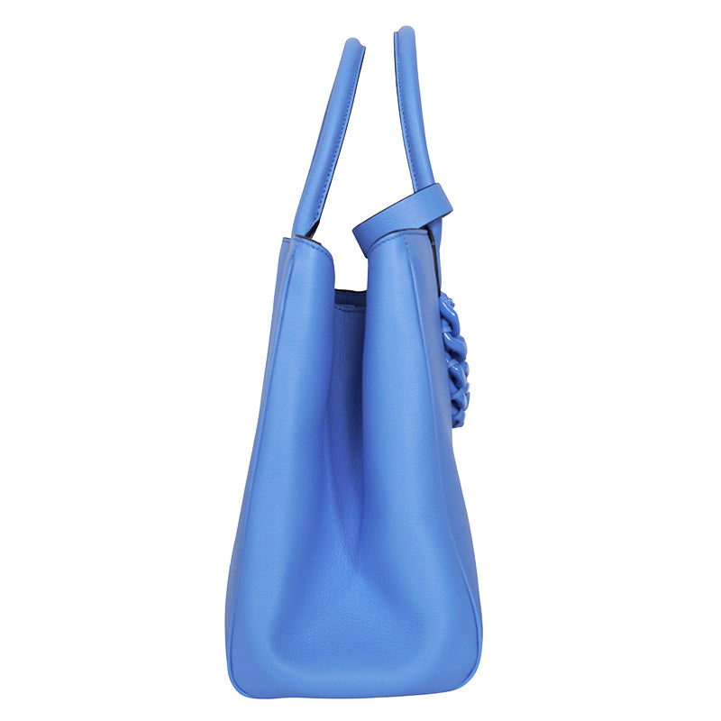 NEW $2,400 VERSACE Blue MEDIUM LA MEDUSA Chain Leather Purse TOTE BAG & STRAP