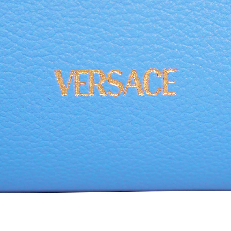 NEW $2,400 VERSACE Blue MEDIUM LA MEDUSA Chain Leather Purse TOTE BAG & STRAP