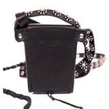 NEW $745 SAINT LAURENT Black Leather WESTERN SILVER STUDDED Mini Bag NECKLACE