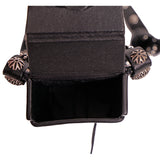 NEW $745 SAINT LAURENT Black Leather WESTERN SILVER STUDDED Mini Bag NECKLACE
