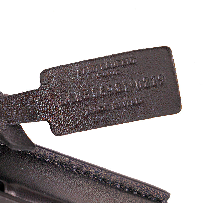 NEW $745 SAINT LAURENT Black Leather WESTERN SILVER STUDDED Mini Bag NECKLACE