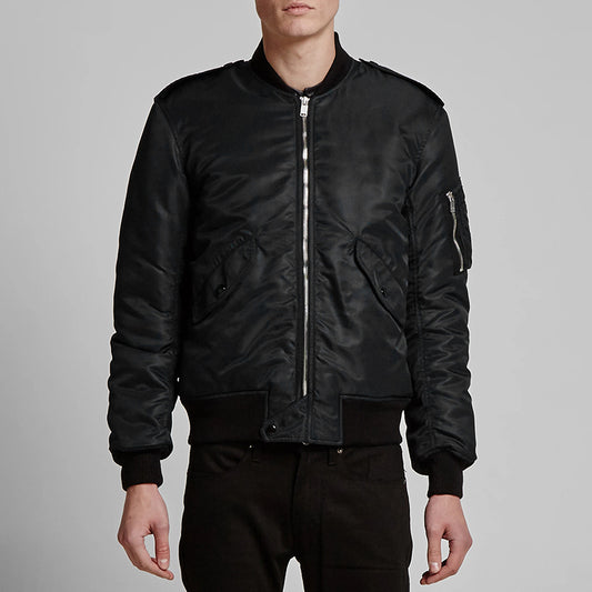 46 US 36 NEW $1,990 SAINT LAURENT Men's Black BOMBER AVIATOR Iconic Nylon JACKET