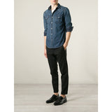 S NEW $750 SAINT LAURENT Vintage Blue JAPAN DENIM Classic WESTERN Style SHIRT