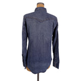 S NEW $750 SAINT LAURENT Vintage Blue JAPAN DENIM Classic WESTERN Style SHIRT