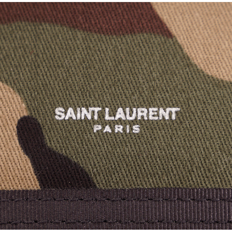 NEW $495 SAINT LAURENT Men's CAMO Nylon Tri-Fold BUFFALO WALLET w/ CHAIN STRAP