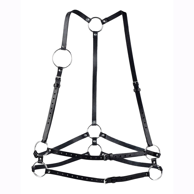 NEW $590 ALEXANDER MCQUEEN MCQ Black Leather BODY HARNESS Silver Hardware BELT