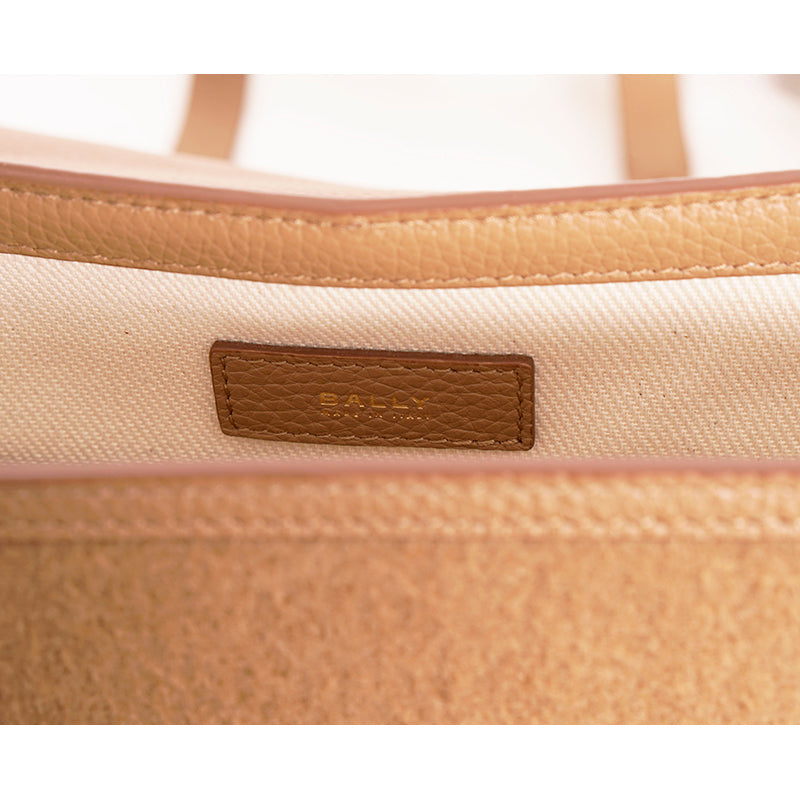 NEW $1,390 BALLY Camel WOOL-CASHMERE SHEARLING Finish Leather Messenger BAG NWT