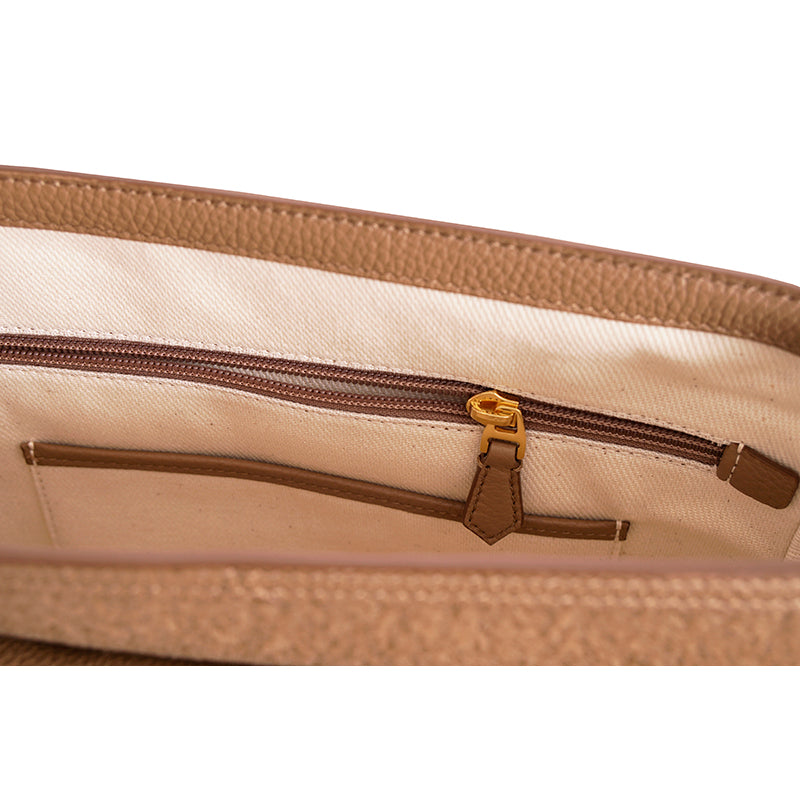 NEW $1,390 BALLY Camel WOOL-CASHMERE SHEARLING Finish Leather Messenger BAG NWT