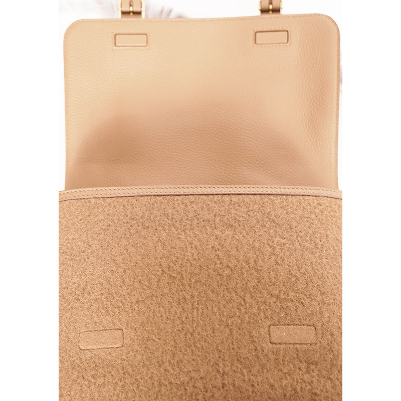 NEW $1,390 BALLY Camel WOOL-CASHMERE SHEARLING Finish Leather Messenger BAG NWT