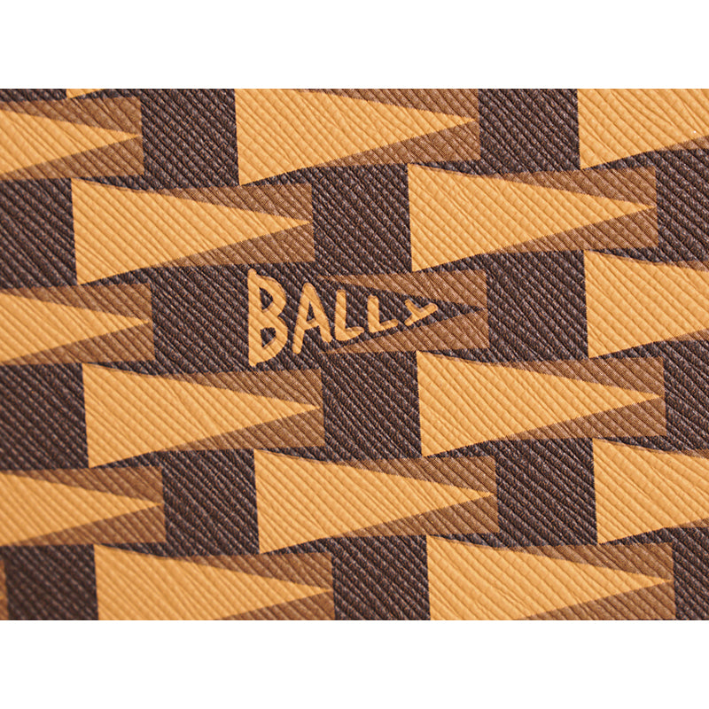 NEW $1,190 BALLY Camel Coated Canvas & Leather PENNANT Monogram Briefcase BAG