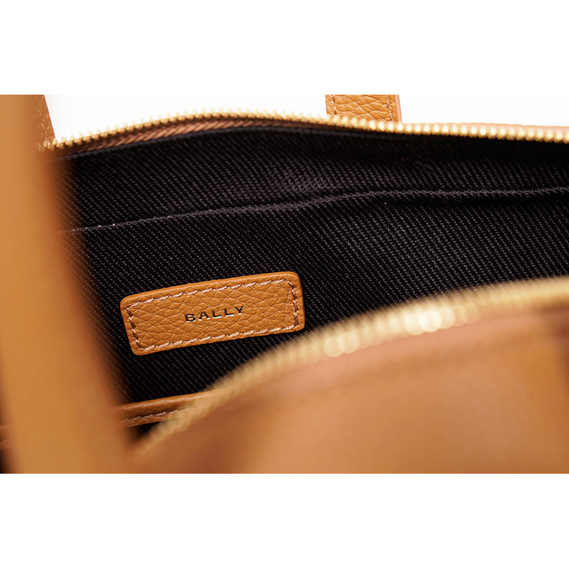 NEW $1,190 BALLY Camel Coated Canvas & Leather PENNANT Monogram Briefcase BAG