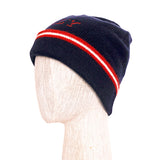 NEW $230 BALLY Dark Blue WOOL & CASHMERE Knit Logo Beanie Cap Unisex HAT