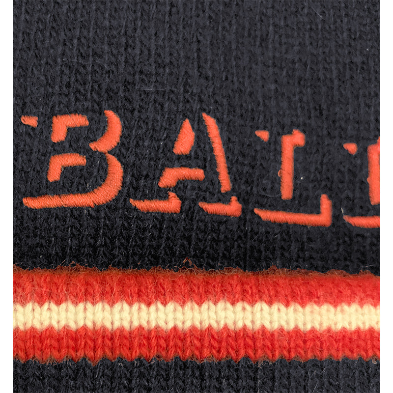 NEW $230 BALLY Dark Blue WOOL & CASHMERE Knit Logo Beanie Cap Unisex HAT