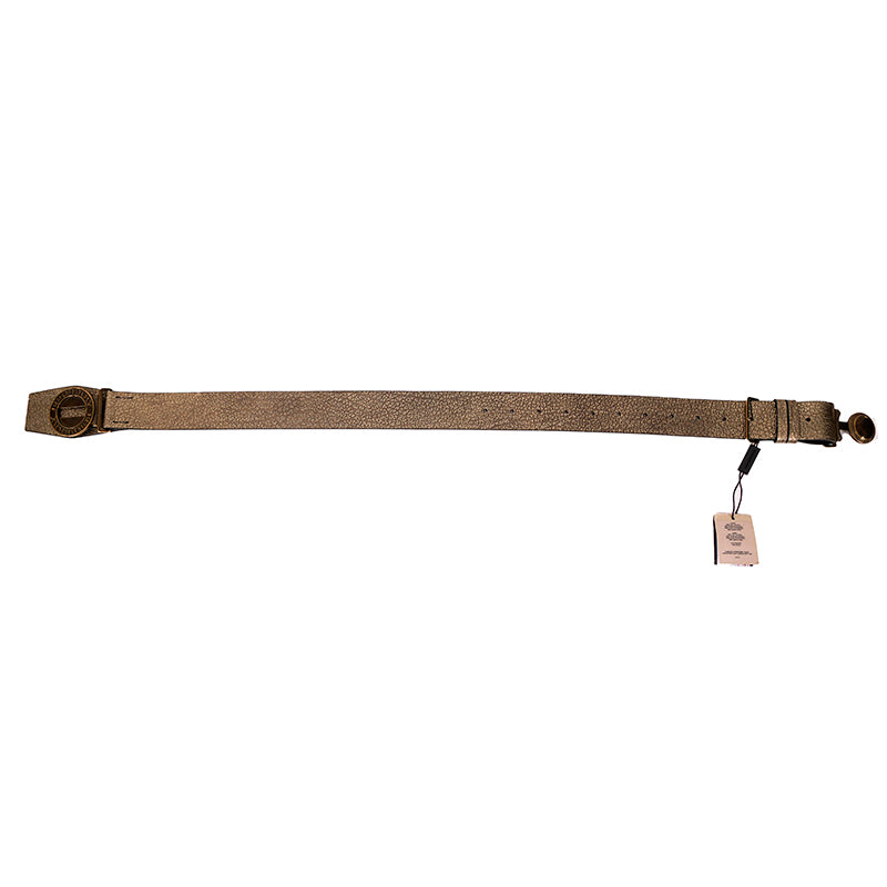 30/75 NEW $550 BURBERRY Gold Grainy Leather Icon LOGO MILITARY/ARMY CLASP BELT