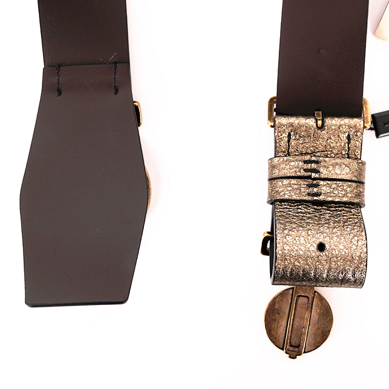 30/75 NEW $550 BURBERRY Gold Grainy Leather Icon LOGO MILITARY/ARMY CLASP BELT