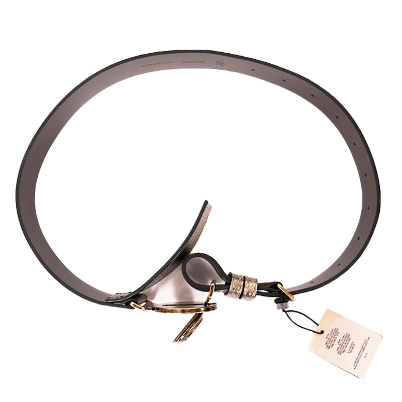 30/75 NEW $550 BURBERRY Gold Grainy Leather Icon LOGO MILITARY/ARMY CLASP BELT