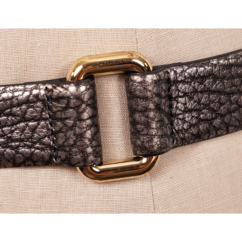 36/90 NEW $510 BURBERRY Woman's Silver Grainy Leather O Ring Acacia 30MM BELT