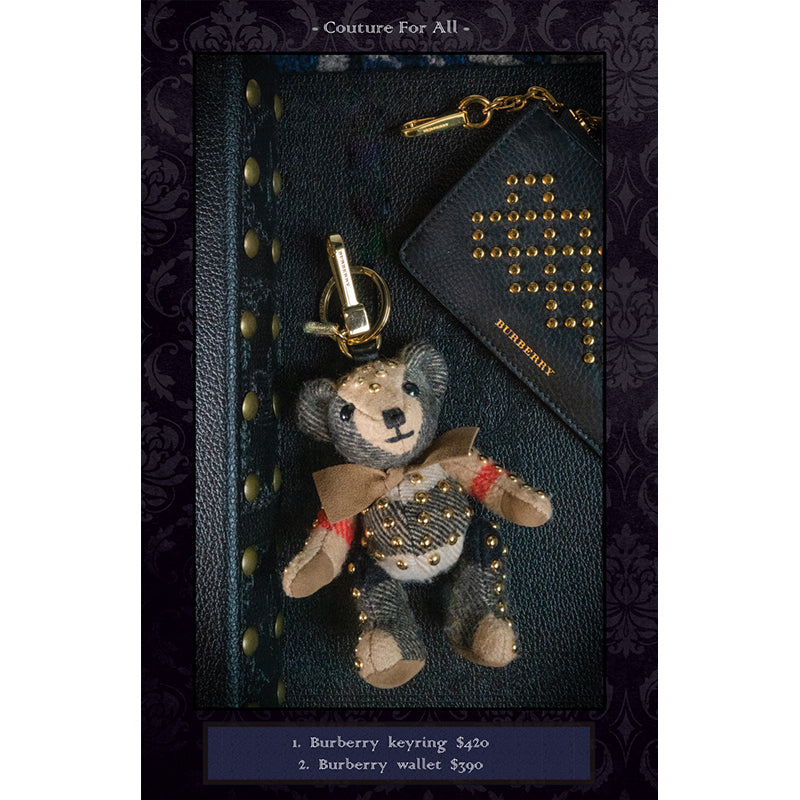 NEW $345 BURBERRY Black Leather GOLD STUDDED Zip Pouch WALLET CARD CASE NWOT